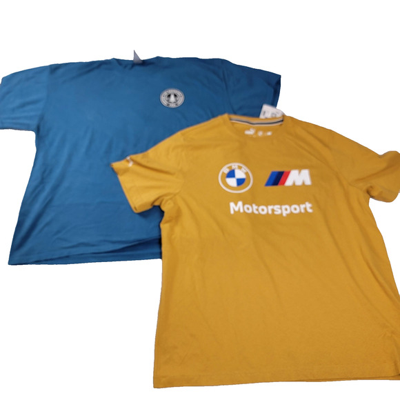 Puma x BMW Yellow + Coal Optima Blue Short sleeves 2 PK T-shirt Bundle XL (1119) - Picture 2 of 11